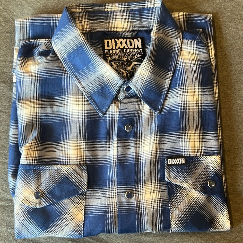 Dixxon Flannel Shirt Mens XXL Blue The Deluxe Pearl Snap Button Long Sleeve